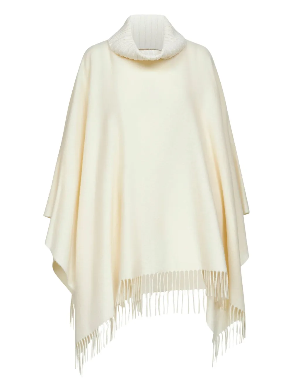 Blanca Vita ribbed-knit fringe poncho Beige