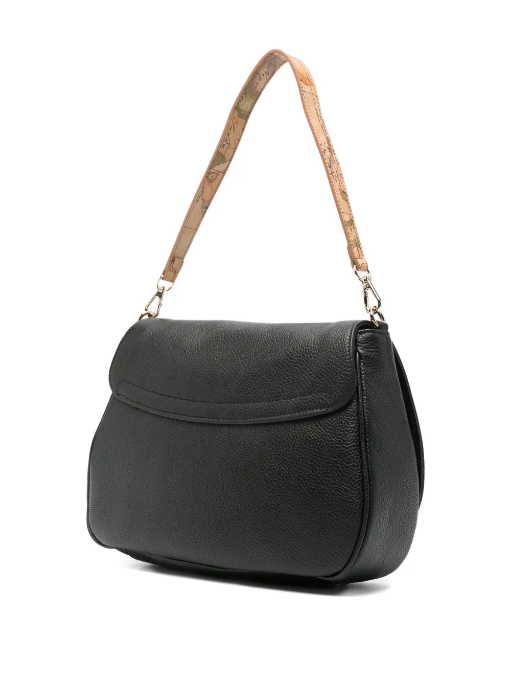 Alviero Martini 1° Classe Flap-front Leather Shoulder Bag In Black