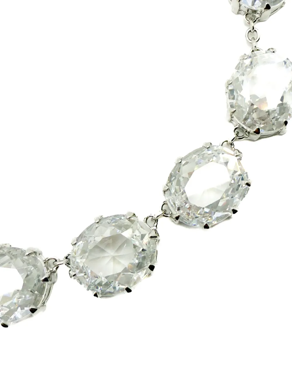 Pre-owned Jennifer Gibson Jewellery 2000s Crystal Rivière-style Necklace In Silver