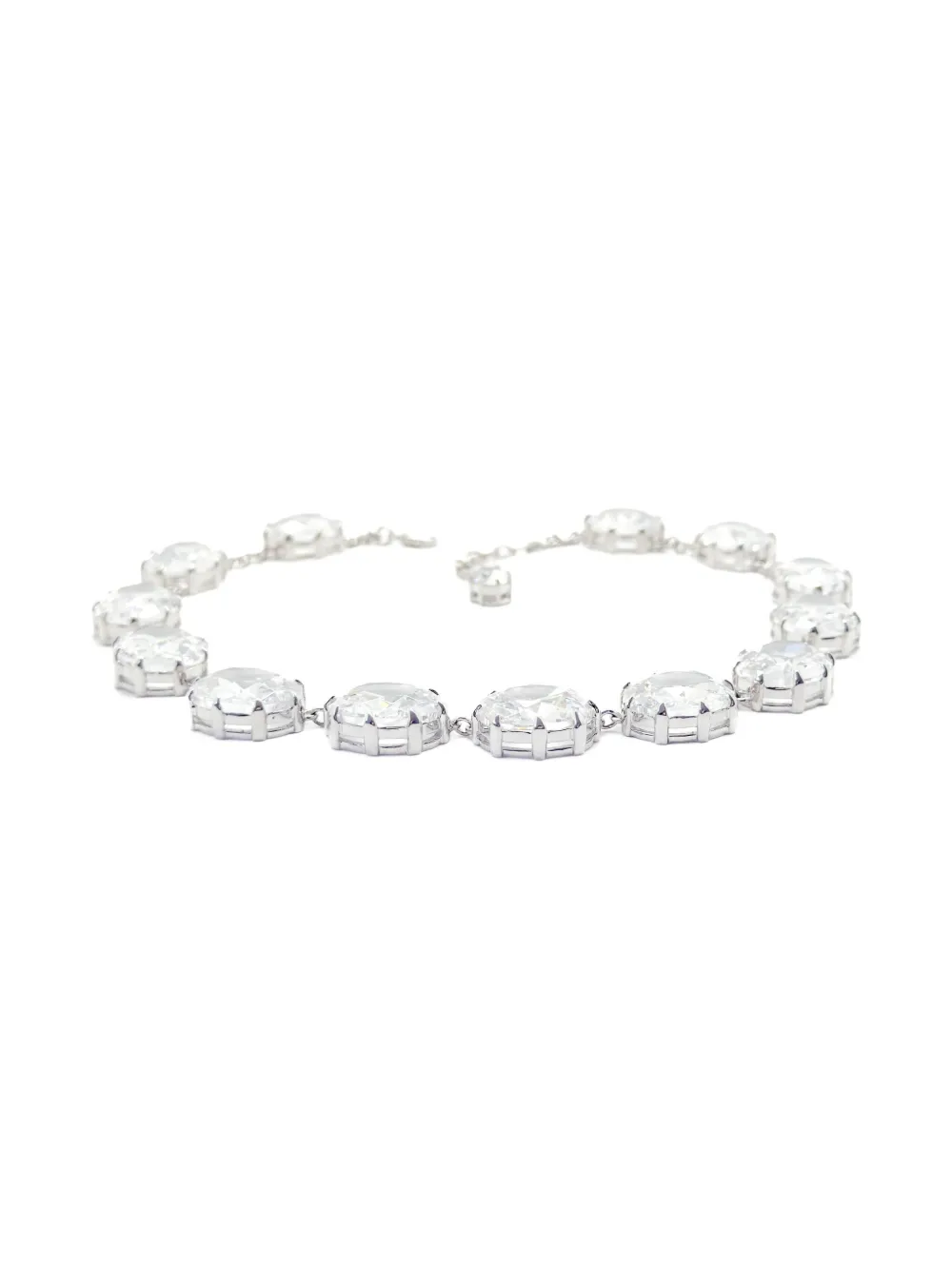 Pre-owned Jennifer Gibson Jewellery 2000s Crystal Rivière-style Necklace In Silver