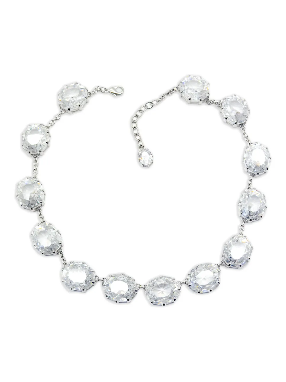 Pre-owned Jennifer Gibson Jewellery 2000s Crystal Rivière-style Necklace In Silver