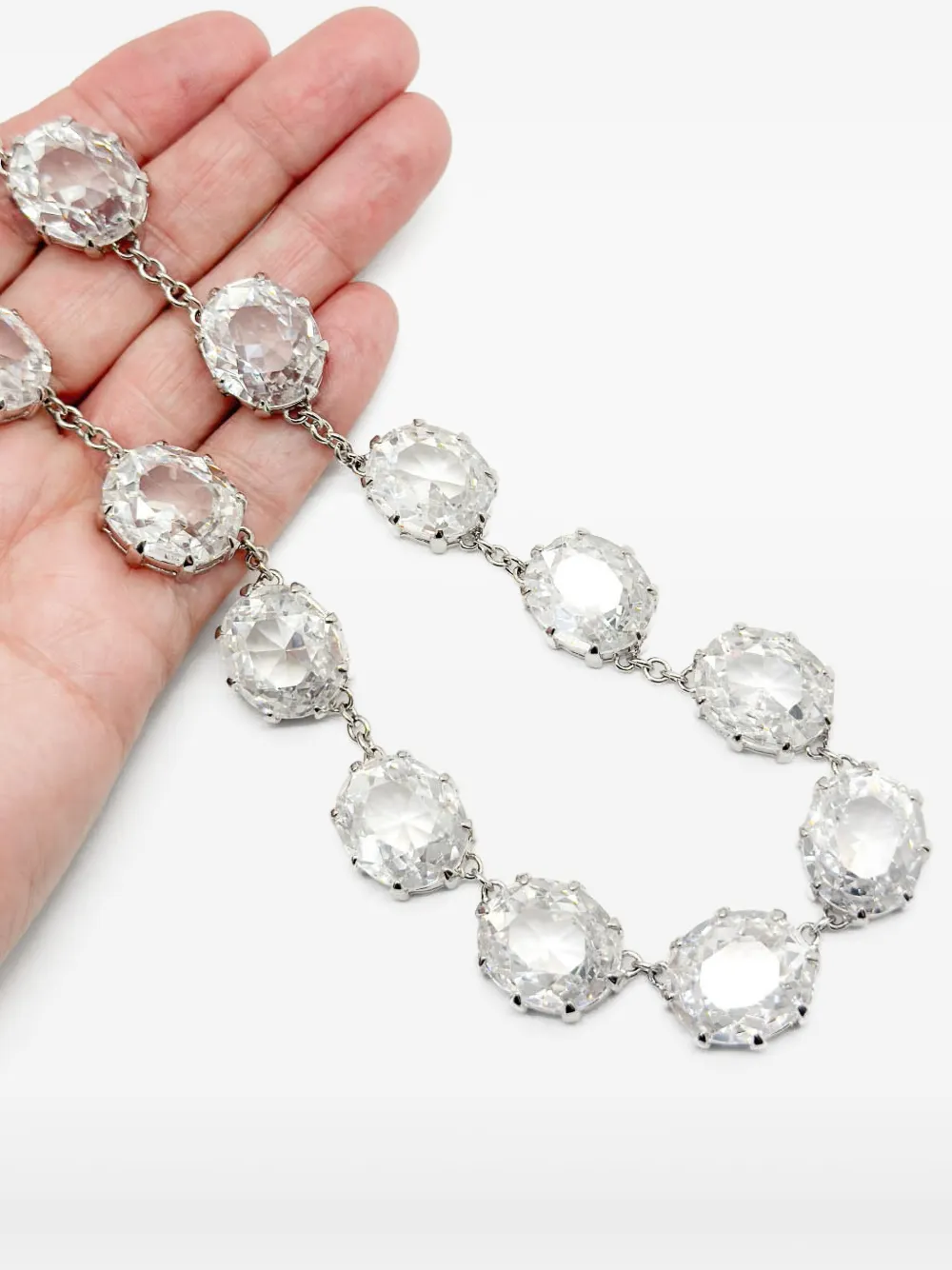 Pre-owned Jennifer Gibson Jewellery 2000s Crystal Rivière-style Necklace In Silver
