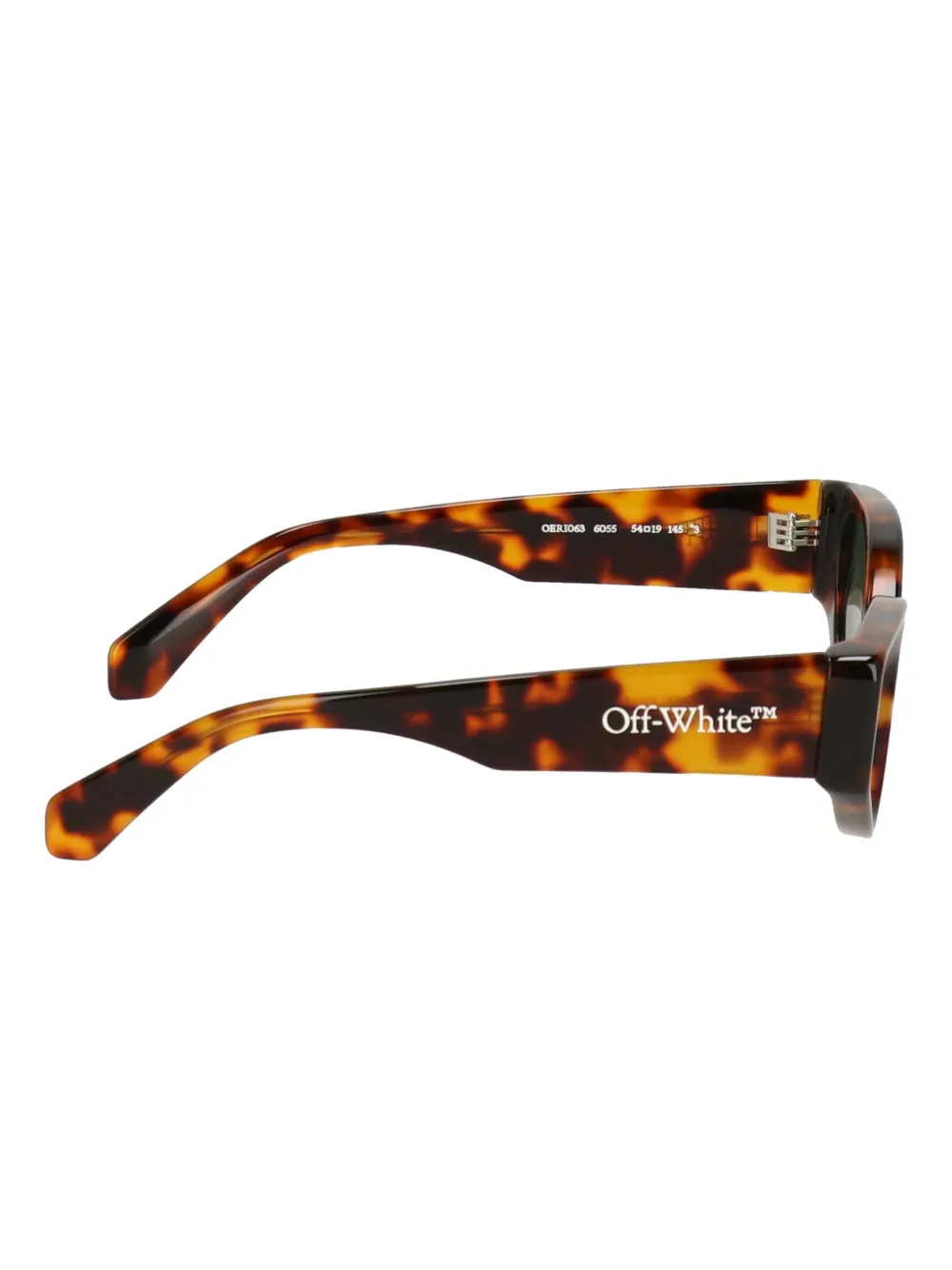 Off-white Tortoiseshell Geometric-frame Sunglasses In Green