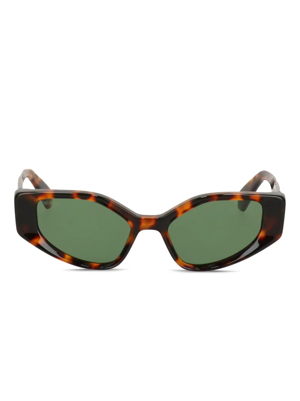 Off-white Tortoiseshell Geometric-frame Sunglasses In Brown