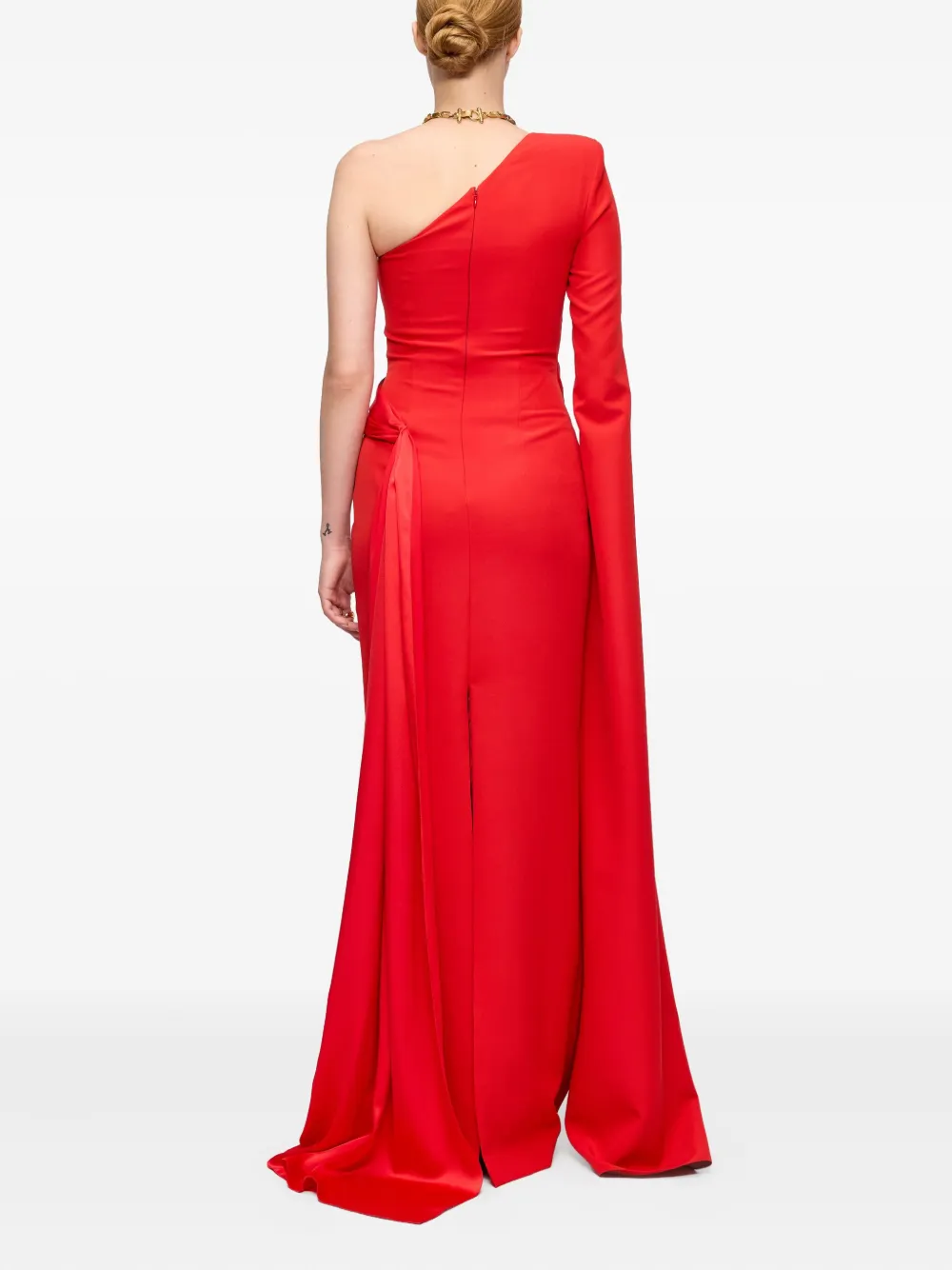 V:PM ATELIER Victoria asymmetrische maxi-jurk met cape Rood