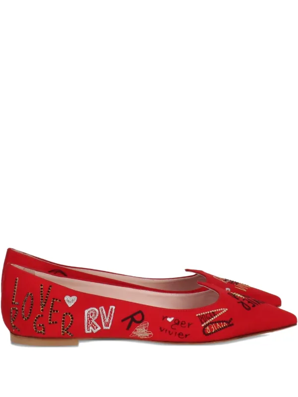 Roger Vivier pointed-toe Flat Pumps Red FARFETCH HK