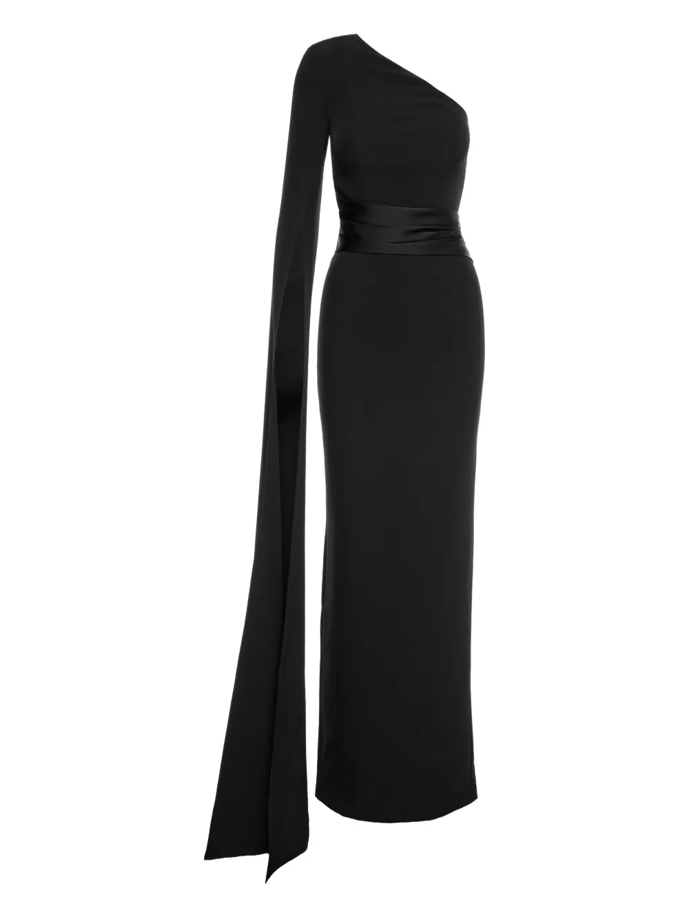 V:pm Atelier One-shoulder Cape Maxi Dress In Black
