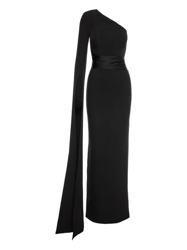 formal wedding guest dress petite Goddiva Off The Shoulder Mirror Foil Angel Wing Cape Maxi Dress main image 0