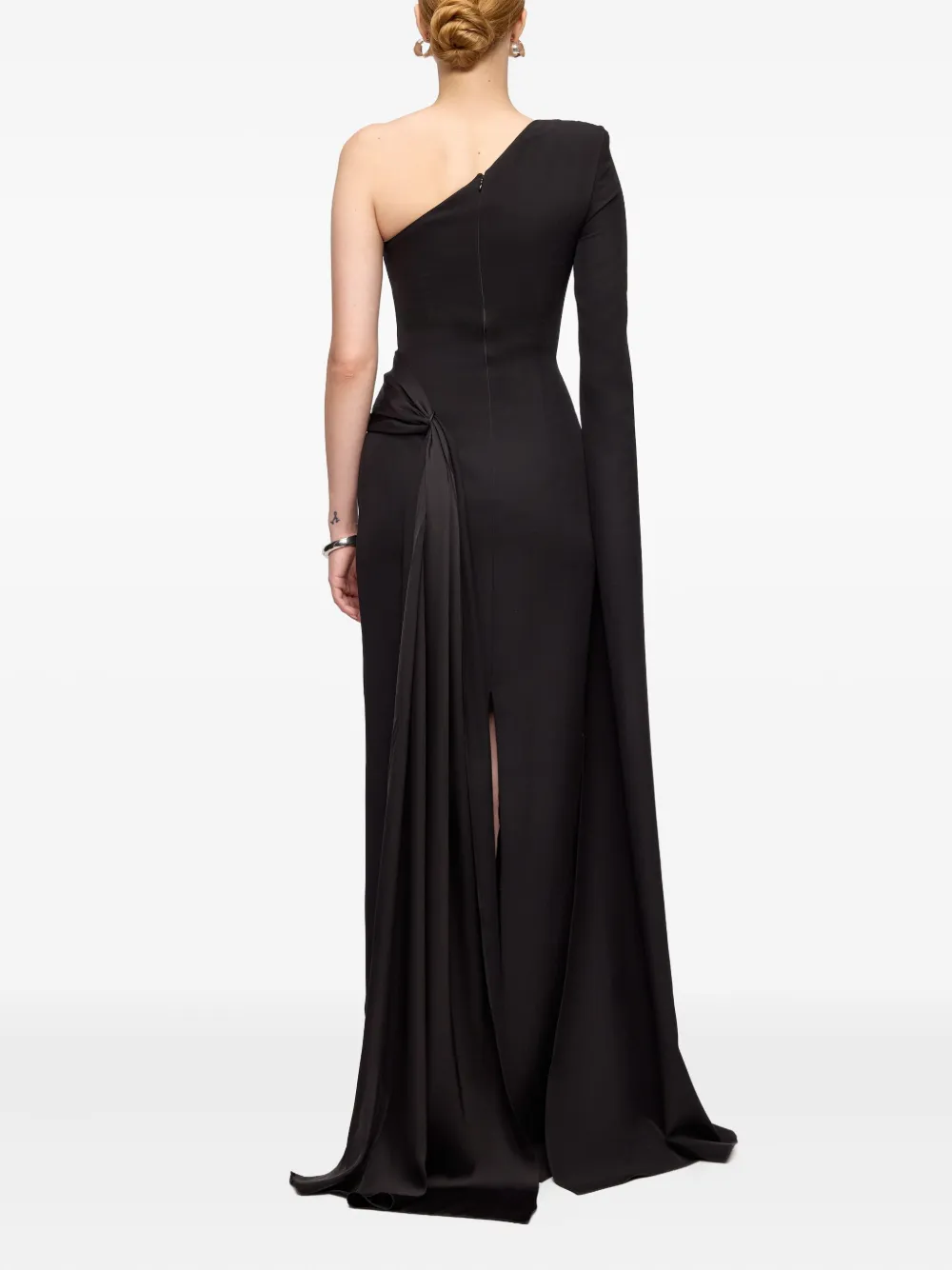 V:PM ATELIER Asymmetrische maxi-jurk met cape Zwart