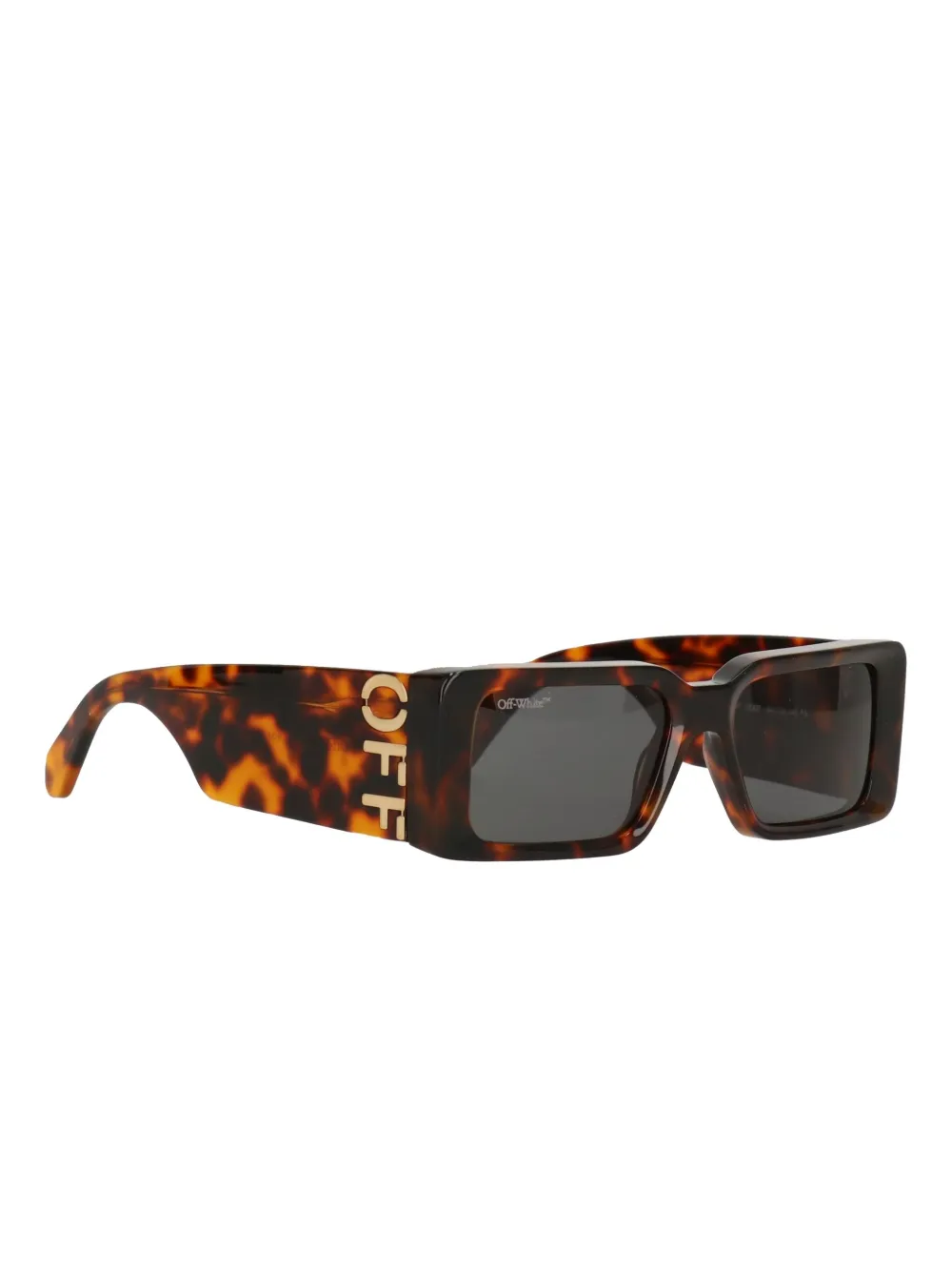 Off-White Havana zonnebril met rechthoekig montuur - Bruin