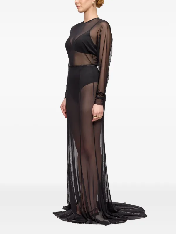 chinese dress ladies Black Sheer Cowl Neck Maxi Dress – Selene Dress main image 0