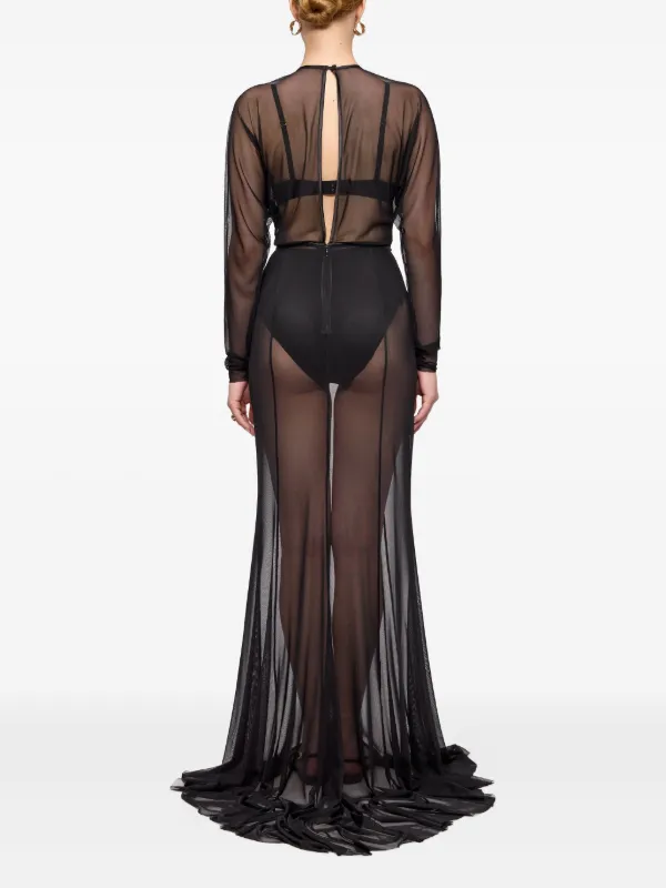 knee length dresses for ladies Sheer Maxi Dress