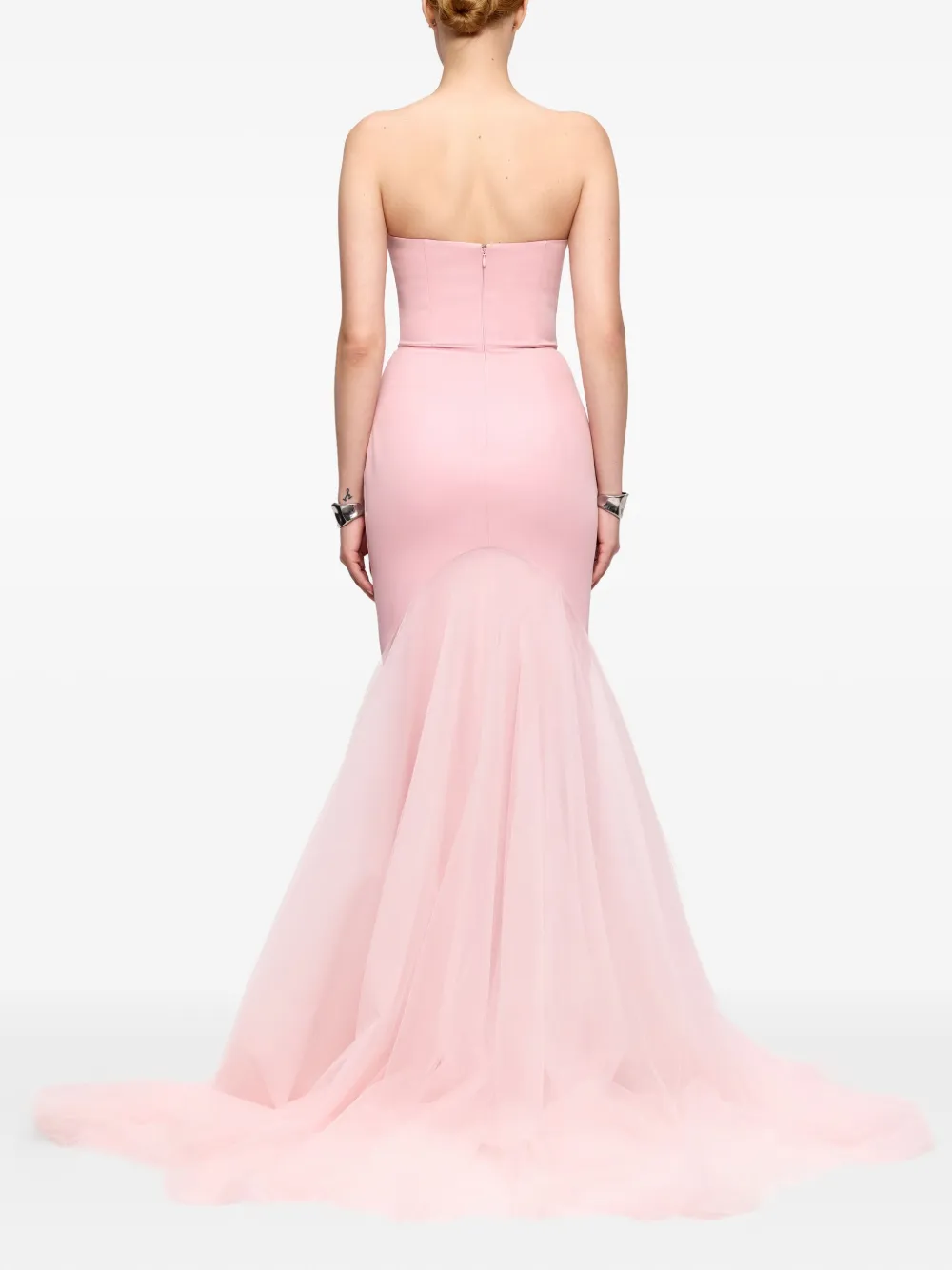 V:pm Atelier Strapless Tulle-paneled Gown In Pink