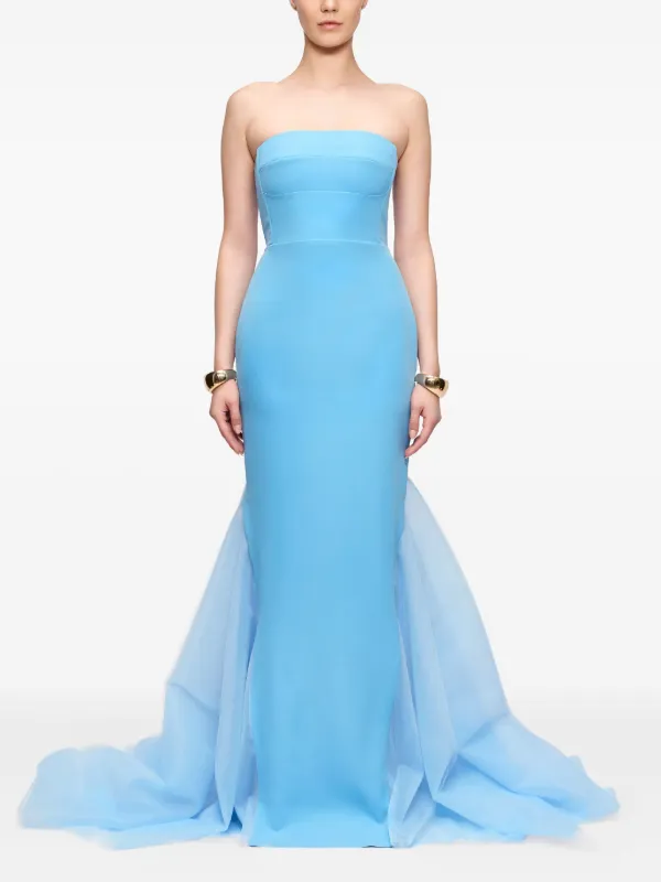 V:PM ATELIER Ariana strapless-fishtail Maxi Gown | Blue | FARFETCH GE