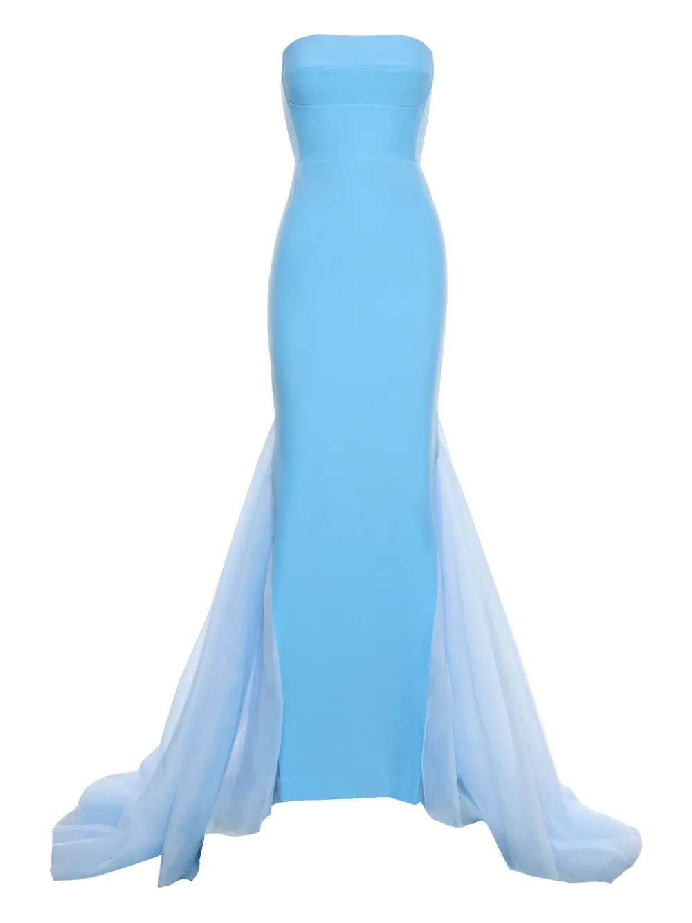 V:pm Atelier Ariana Strapless-fishtail Maxi Gown In Blue