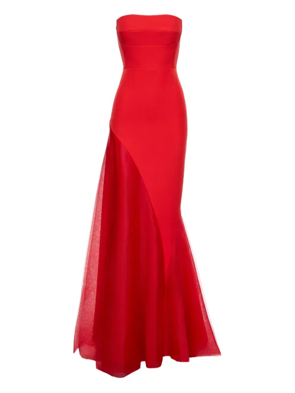 V:PM ATELIER Strapless Fishtail Dress | Red | FARFETCH GE