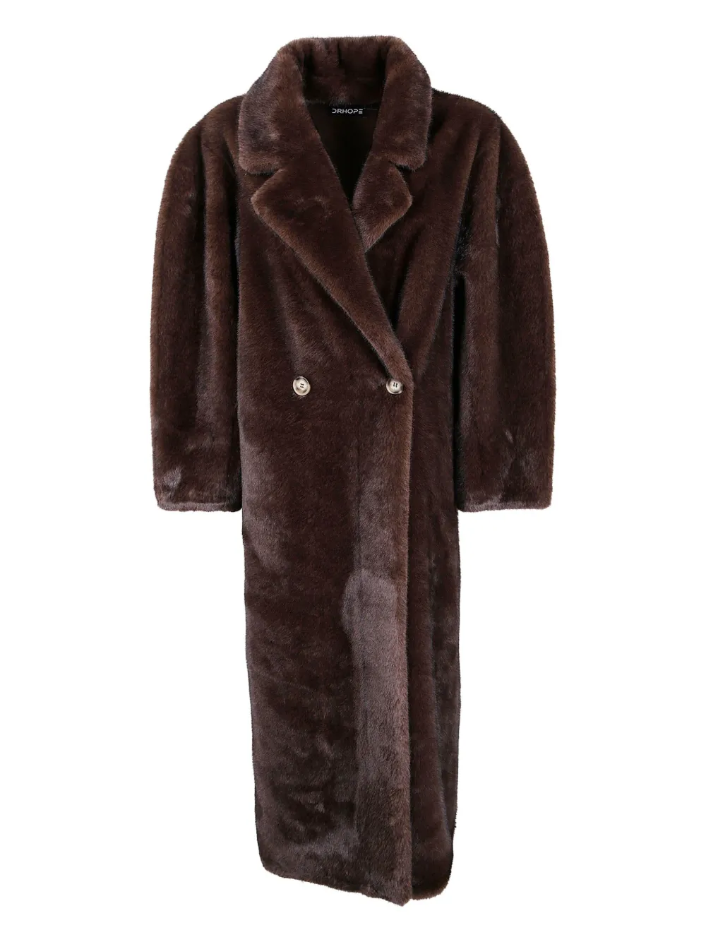 DRHOPE double-breasted faux-fur coat | Brown | Image 1