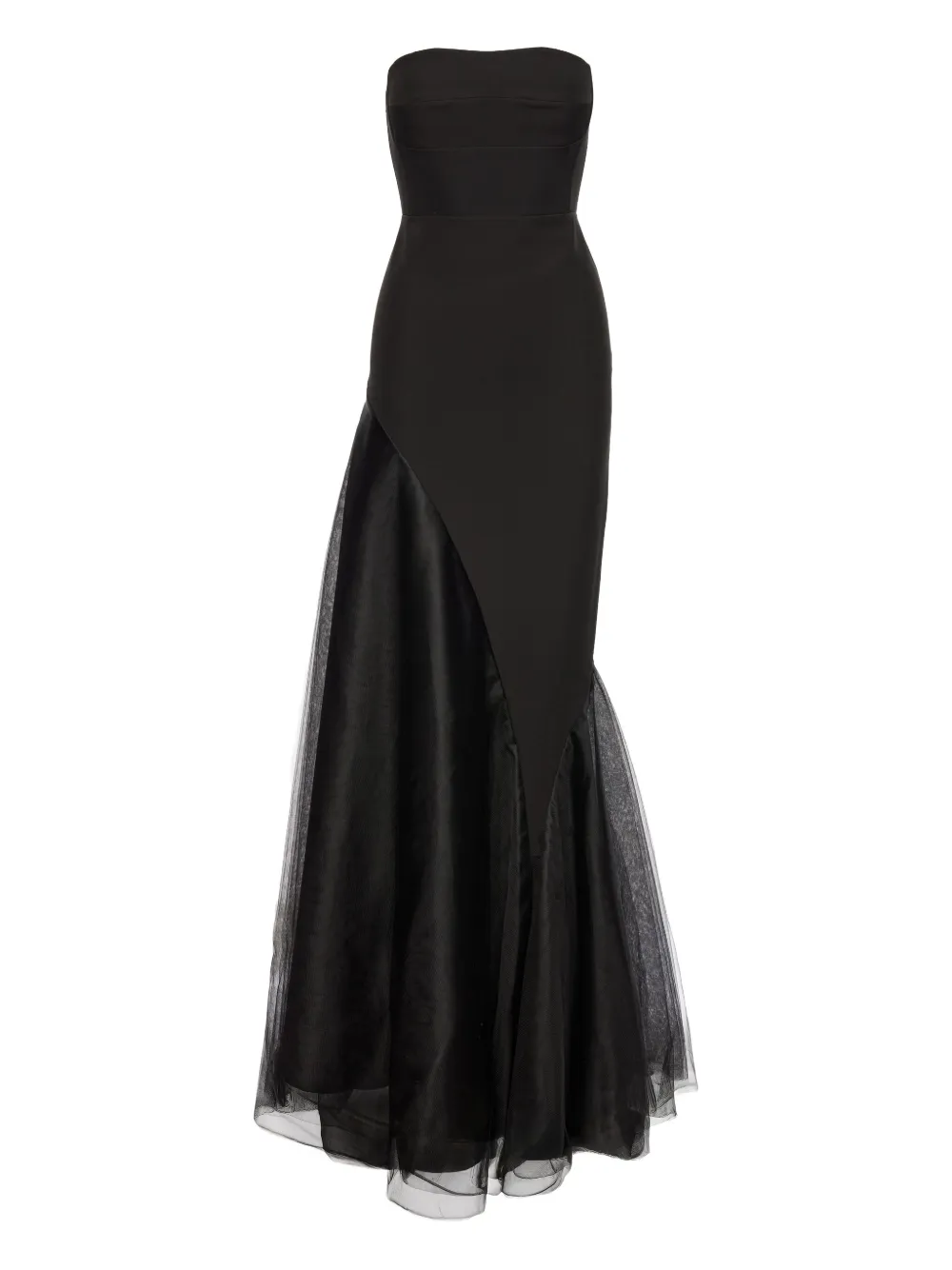 V:pm Atelier Linda Strapless-fishtail Maxi Dress In Black