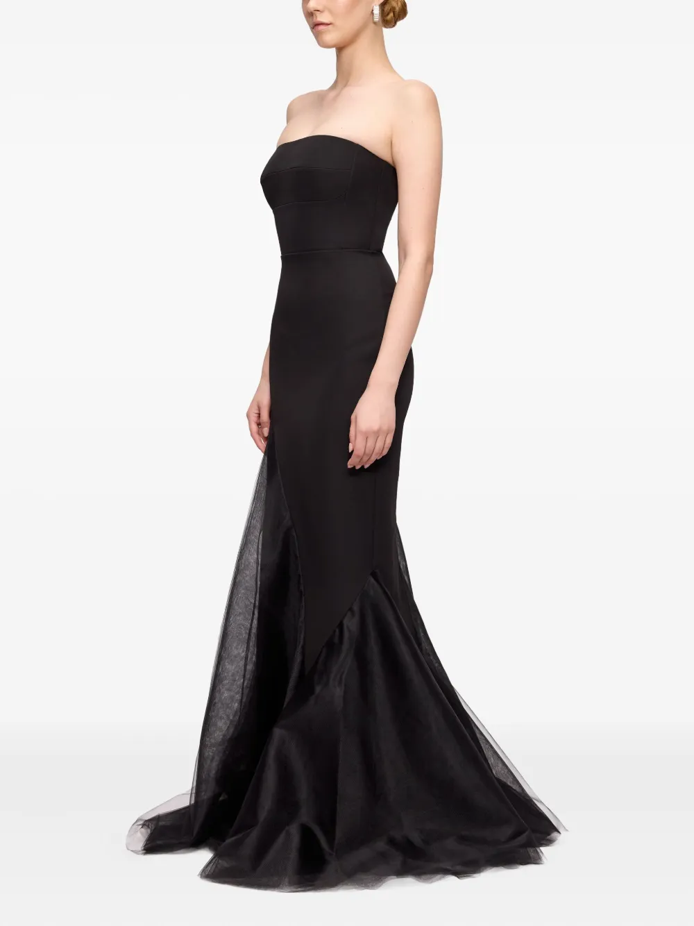 V:pm Atelier Linda Strapless-fishtail Maxi Dress In Black