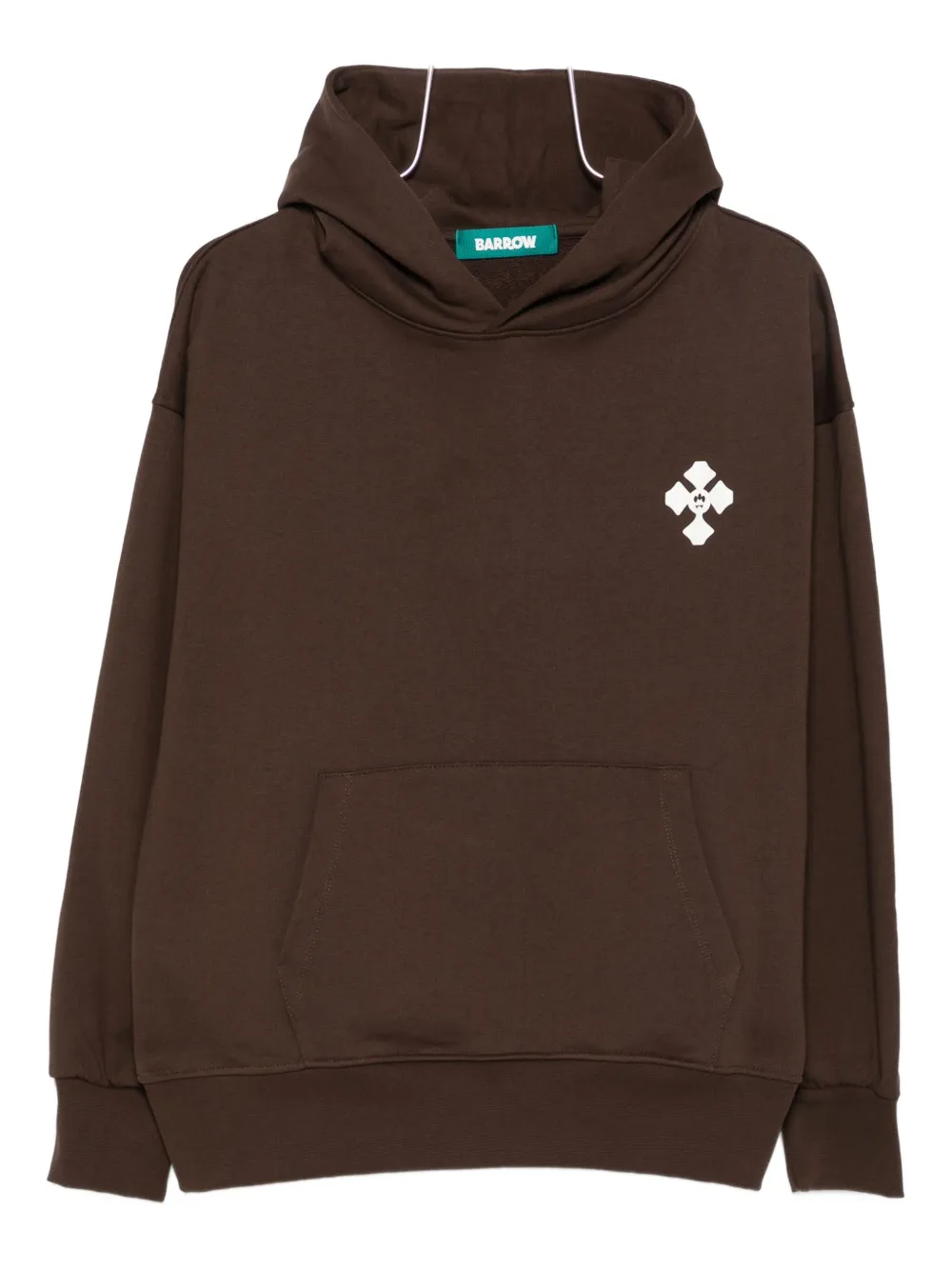 Barrow Cross-logo Print Hoodie In Brown