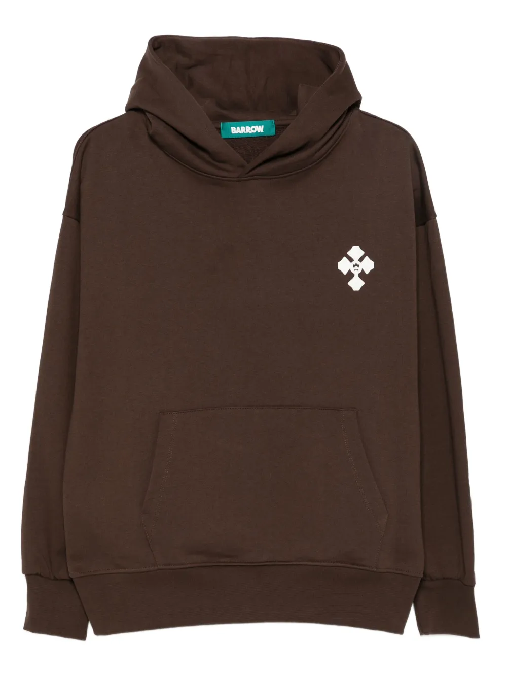 BARROW cross-logo print hoodie | Brown | Image 1