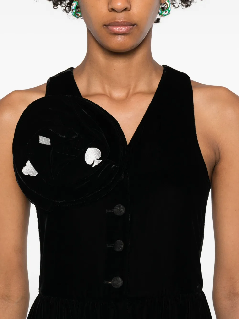 Emporio Armani Jumpsuit met V-hals en knoopsluiting Zwart