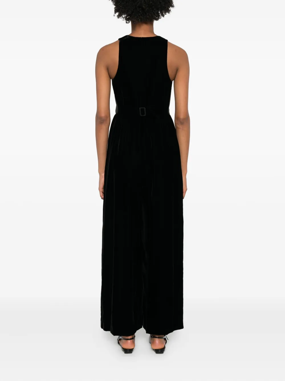 Emporio Armani Jumpsuit met V-hals en knoopsluiting Zwart