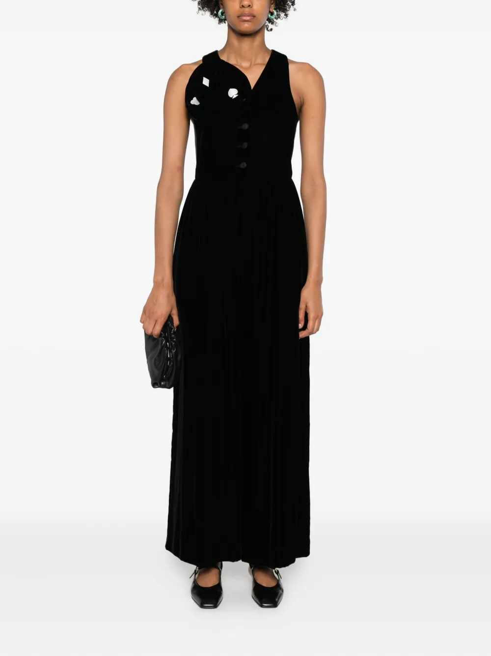 Emporio Armani Jumpsuit met V-hals en knoopsluiting - Zwart