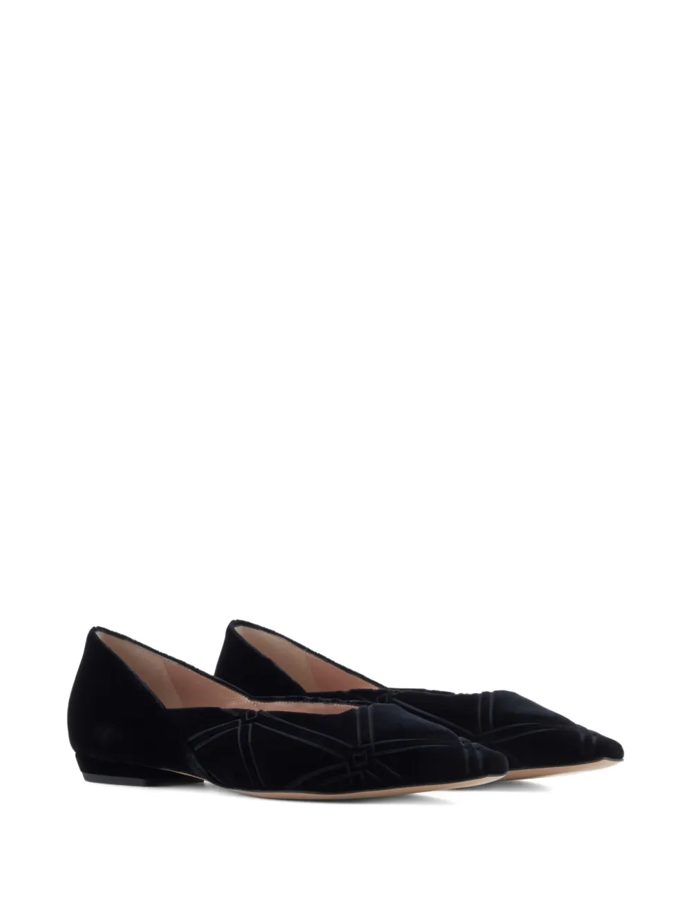 Emporio Armani Geometric-pattern Point Toe Ballet Flats In Black