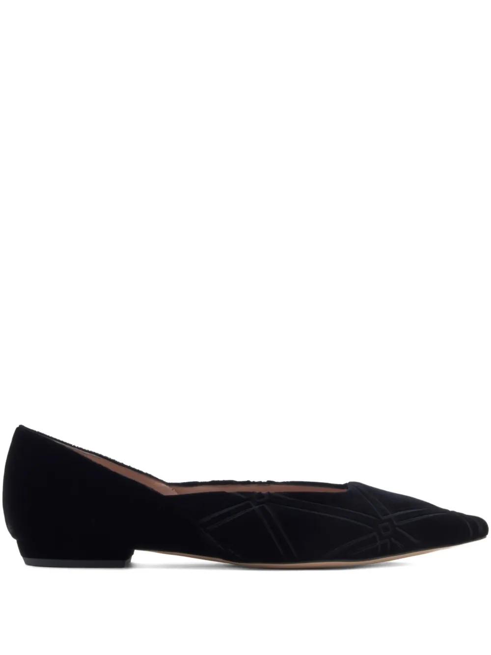 Emporio Armani Geometric-pattern Point Toe Ballet Flats In Black