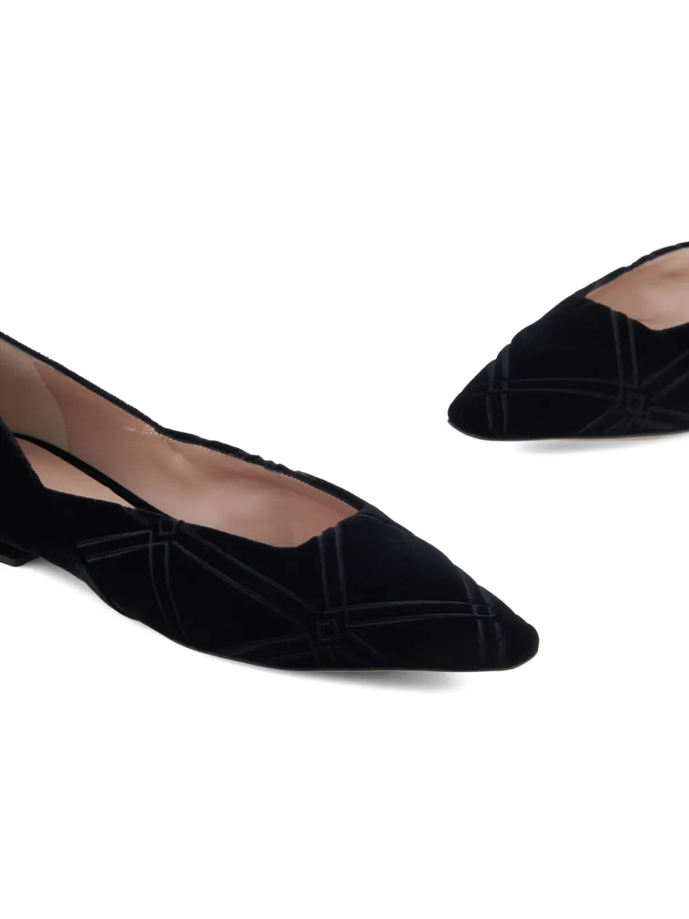 Emporio Armani Geometric-pattern Point Toe Ballet Flats In Black
