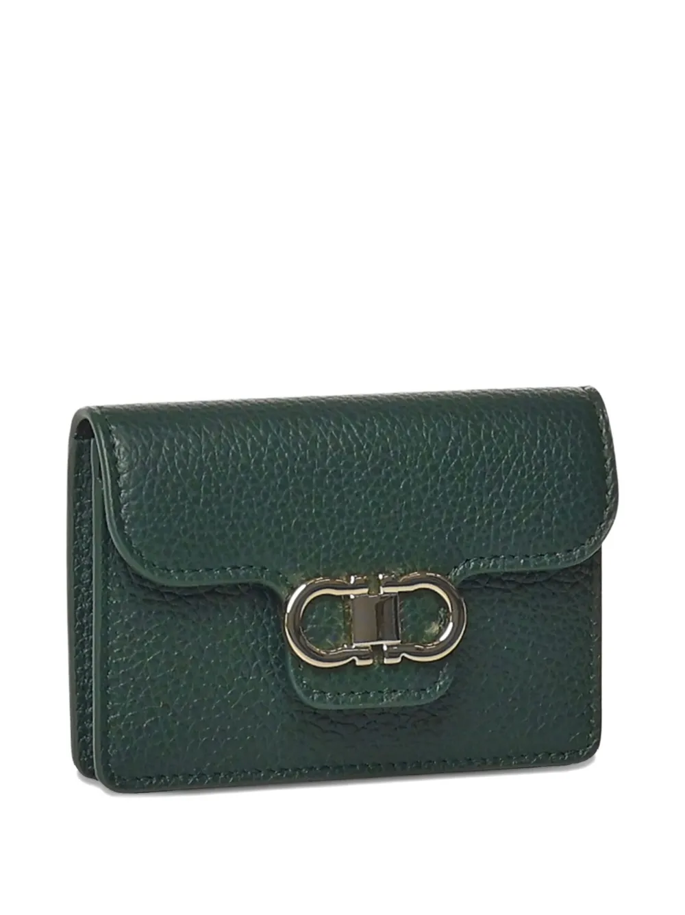 Ferragamo Gancini-buckle leather wallet Groen