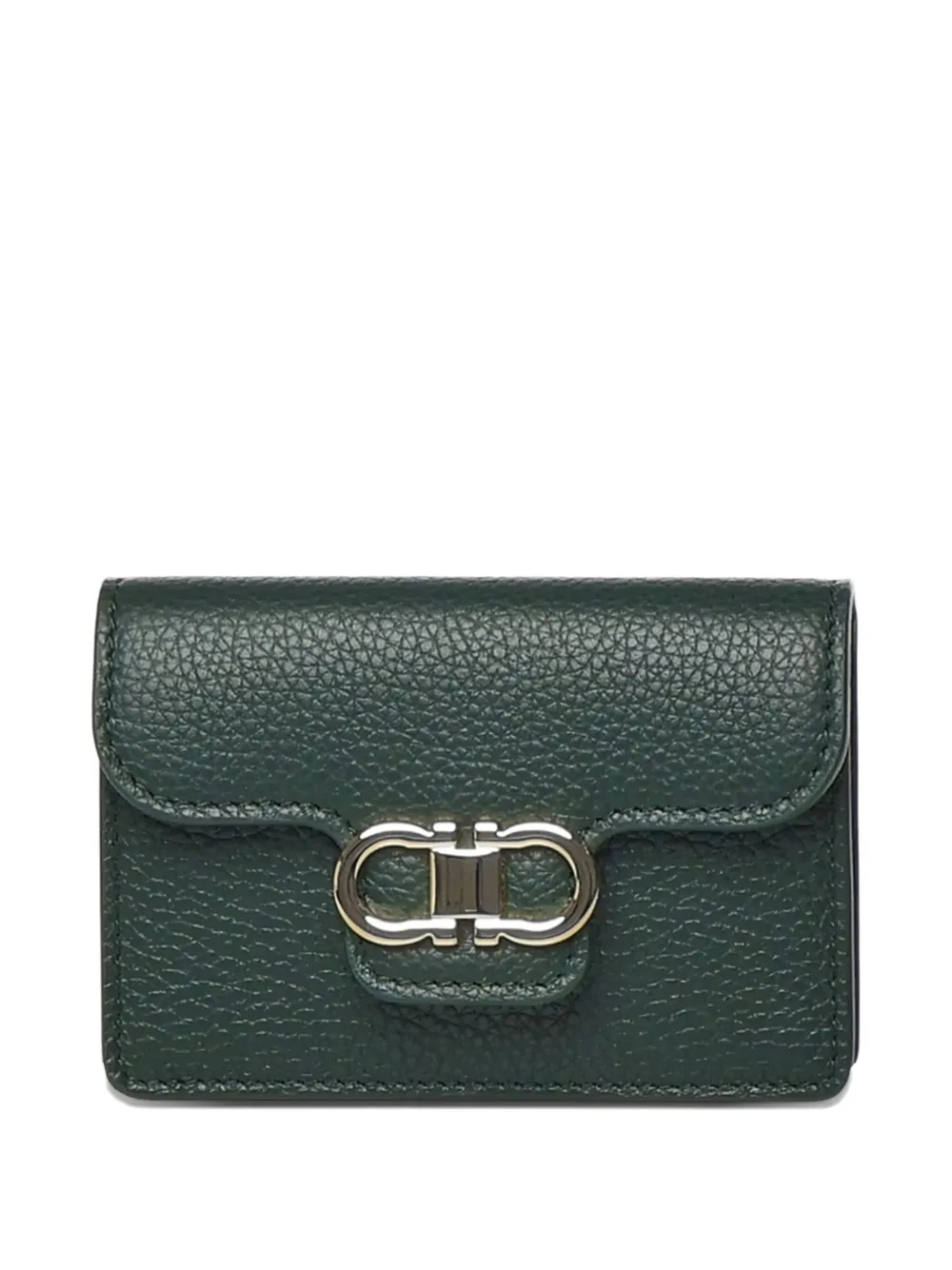 Ferragamo Gancini-buckle leather wallet Groen