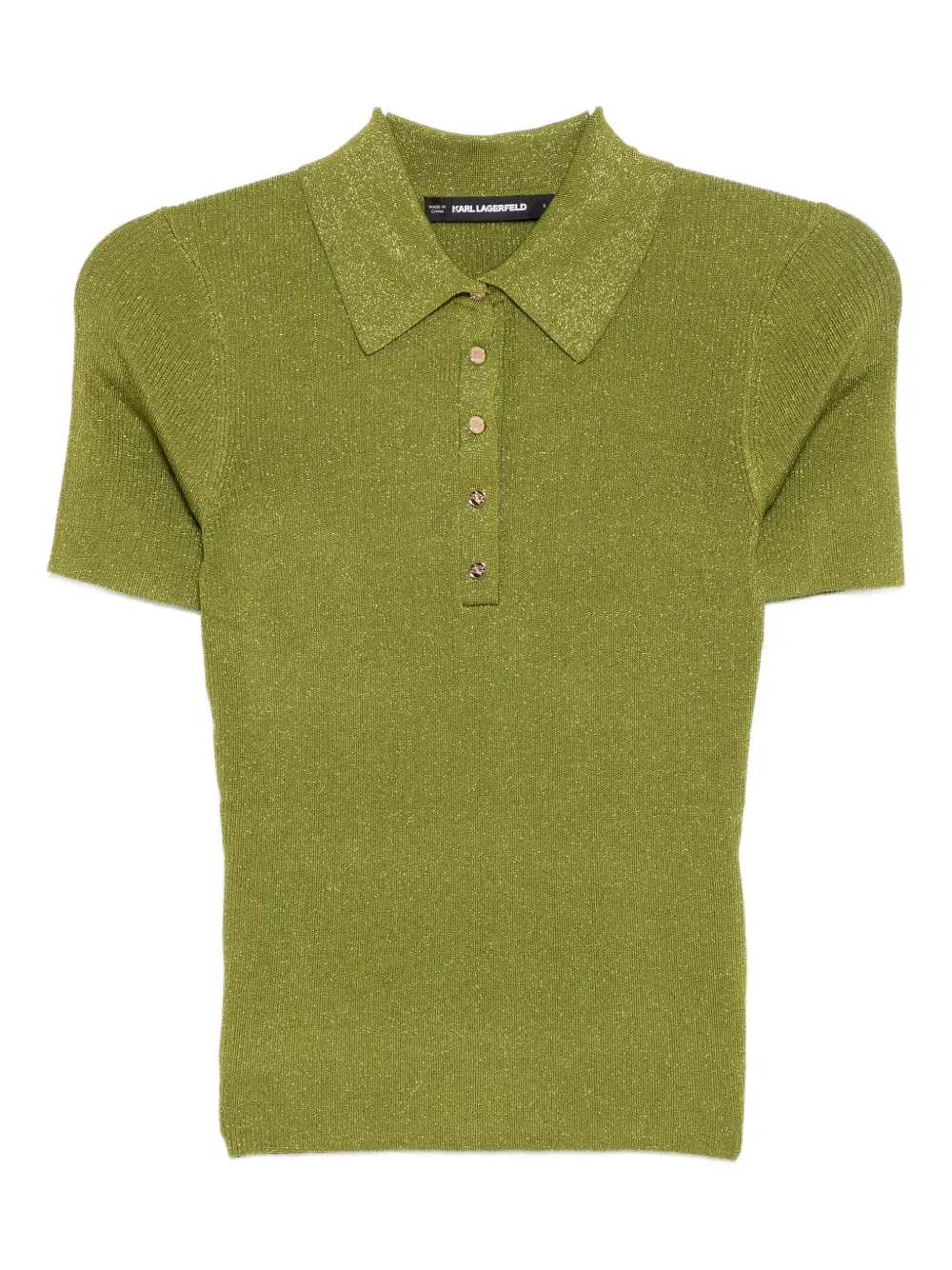 Karl Lagerfeld playera tipo polo tejida de lúrex | verde | Image 1
