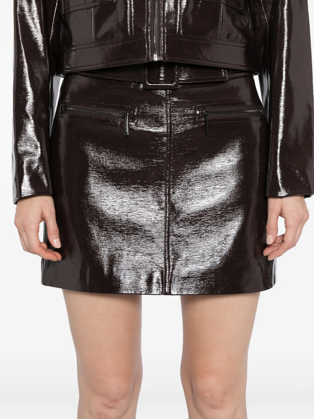 Karl Lagerfeld Patent Skirt In Brown