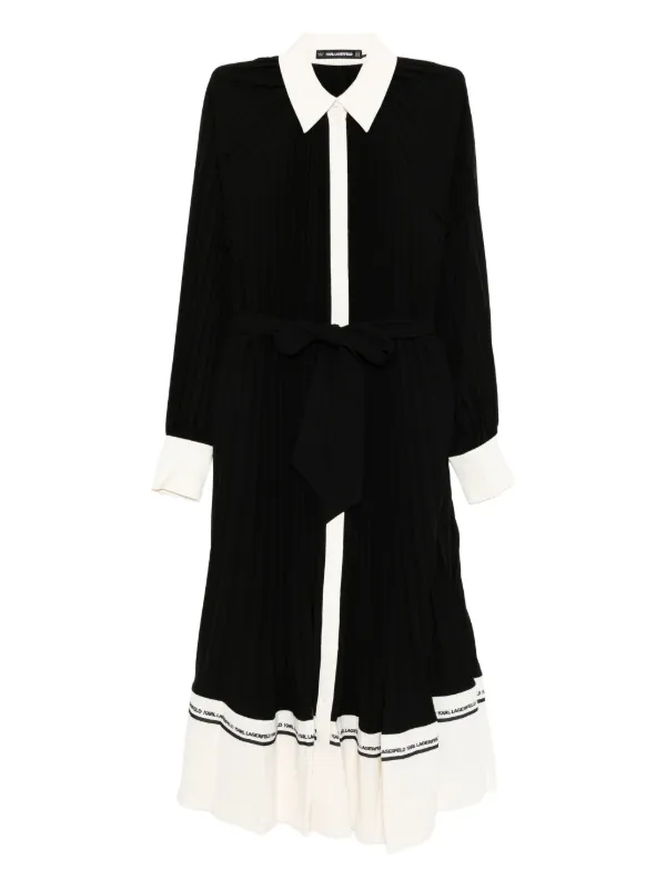 Karl Lagerfeld Logo-print Pleated Dress - Black