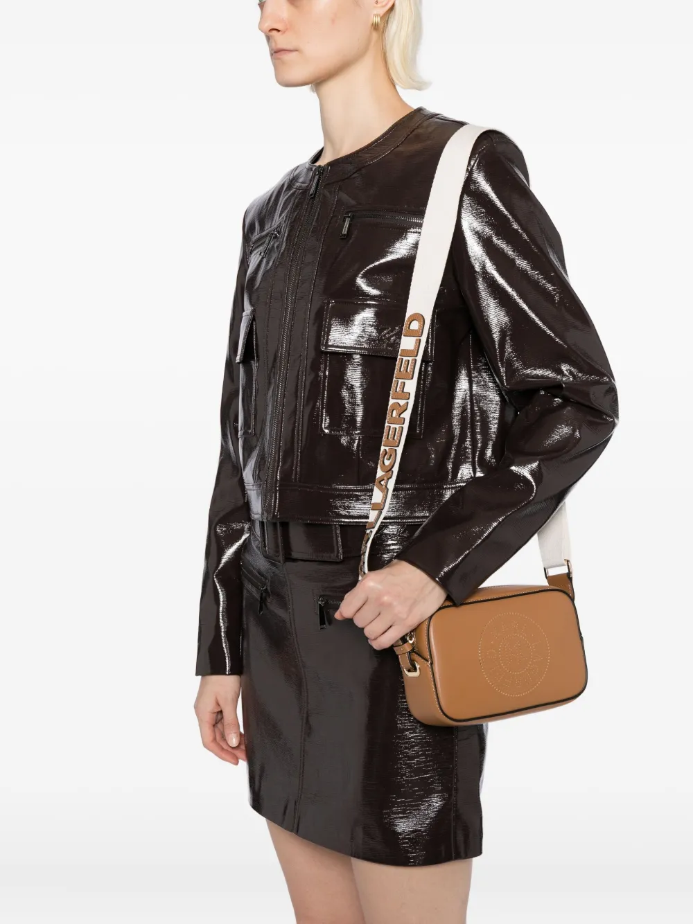 Karl Lagerfeld Crossbodytas met logoprint Bruin