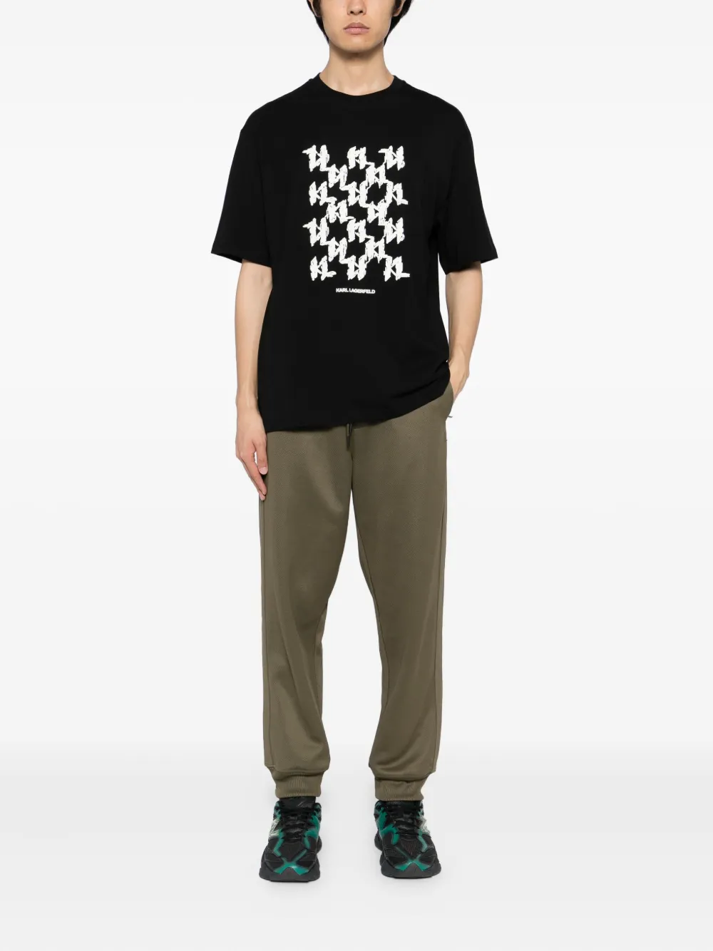 Karl Lagerfeld Broek met logo-reliëf - Groen