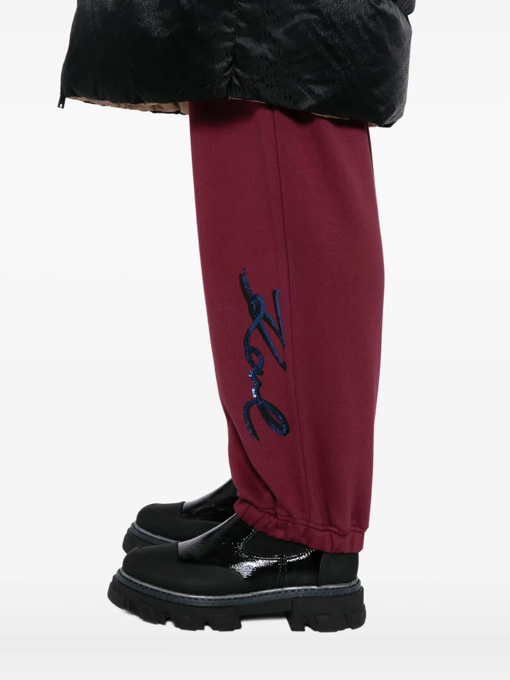 Karl Lagerfeld Broek met logo-reliëf Rood