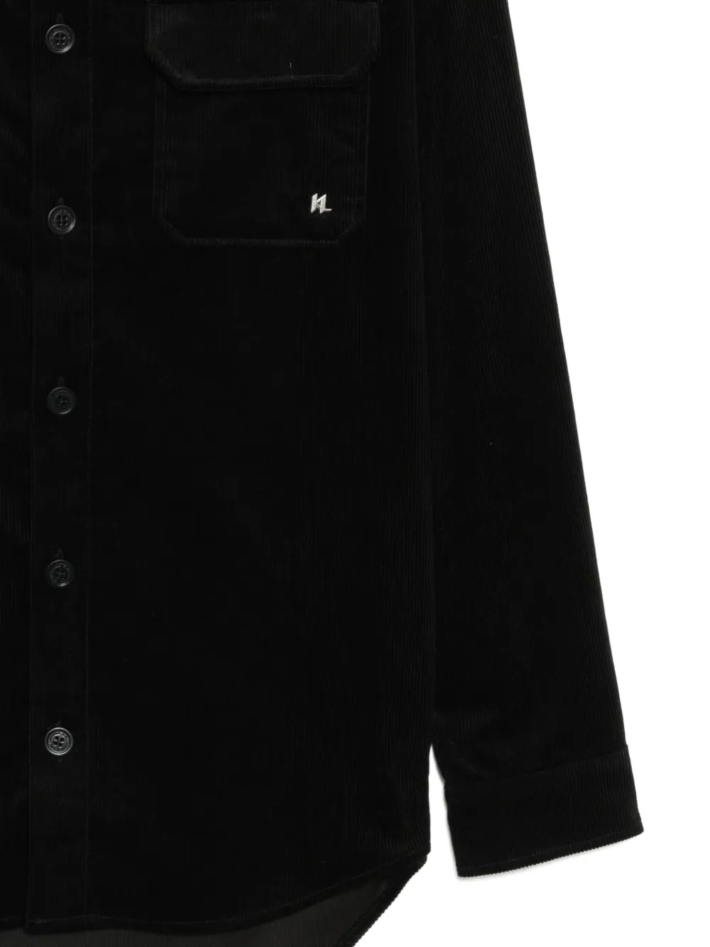 Karl Lagerfeld Logo-patched Corduroy Overshirt In Black