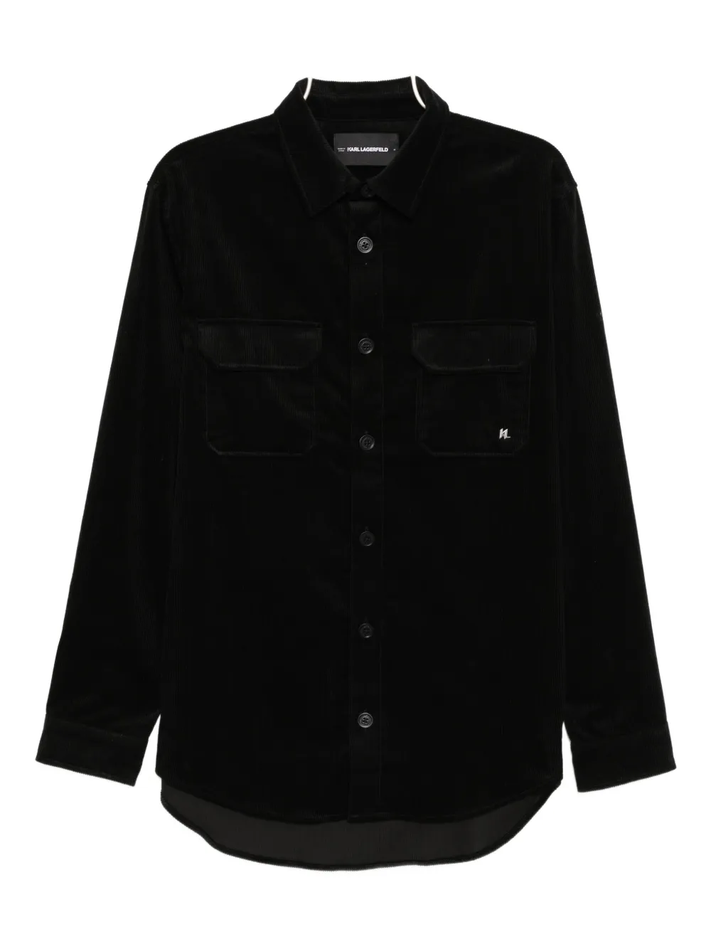 Karl Lagerfeld Logo-patched Corduroy Overshirt In Black