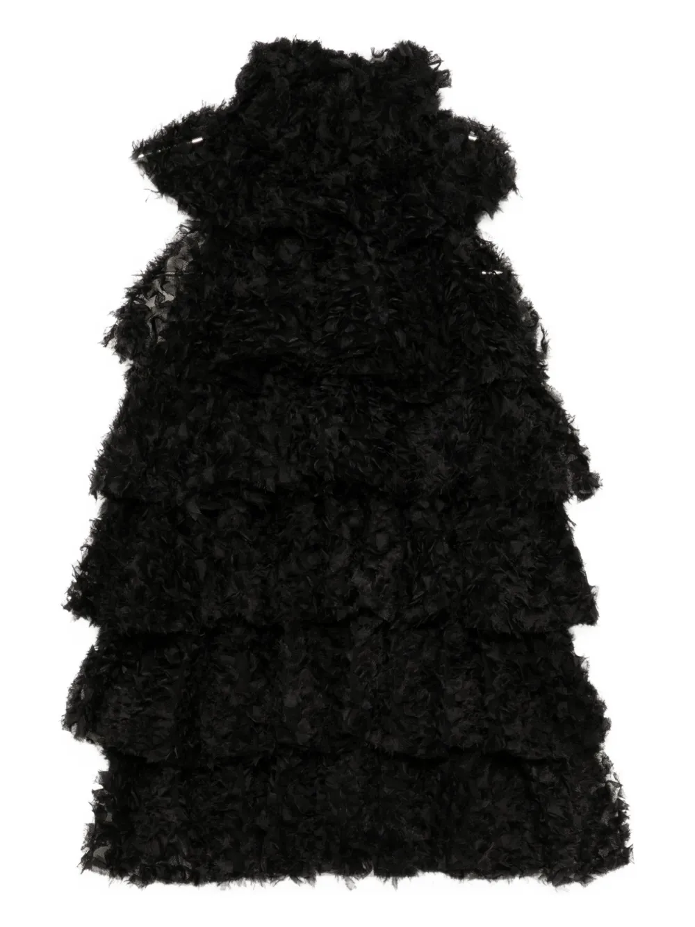 Karl Lagerfeld Ruffled Mesh Blouse In Black