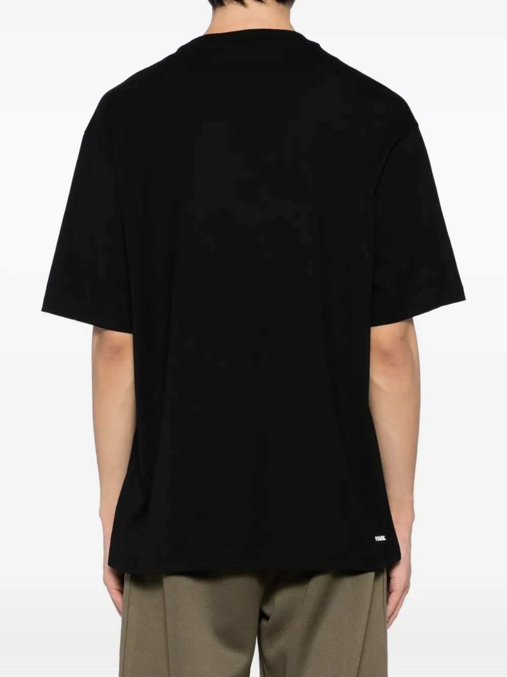 Karl Lagerfeld T-shirt met monogram-reliëf Zwart