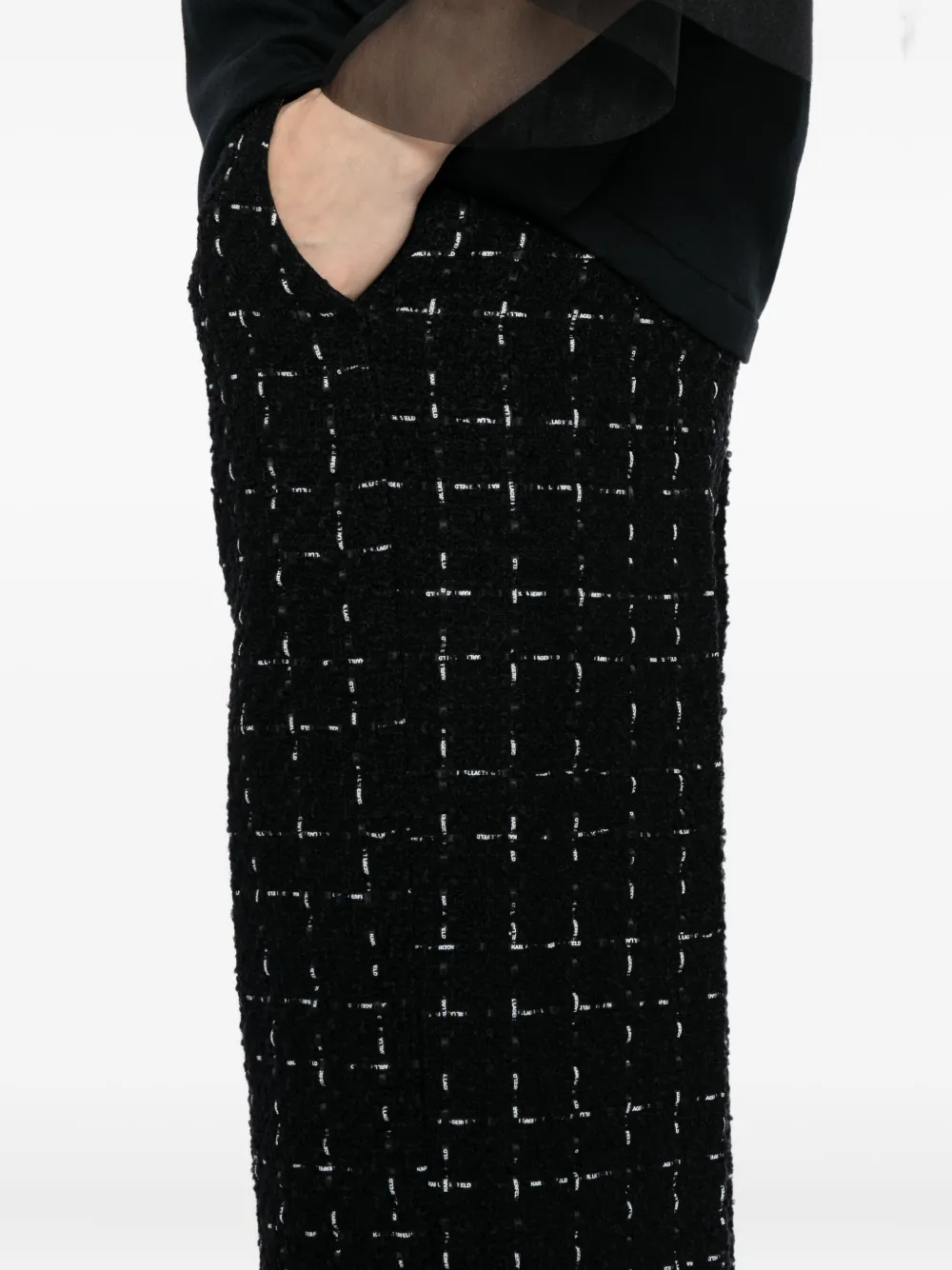 Karl Lagerfeld Bouclé broek met logoprint Zwart