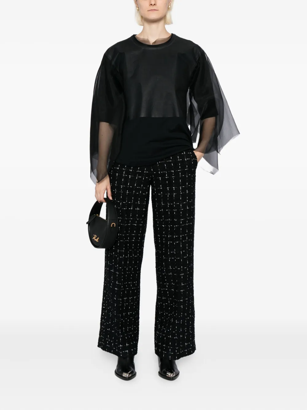 Karl Lagerfeld Bouclé broek met logoprint - Zwart