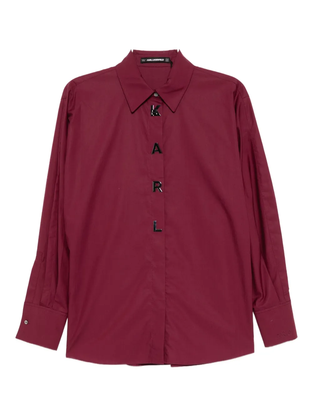 Karl Lagerfeld Poplin Press-stud Shirt In Burgundy