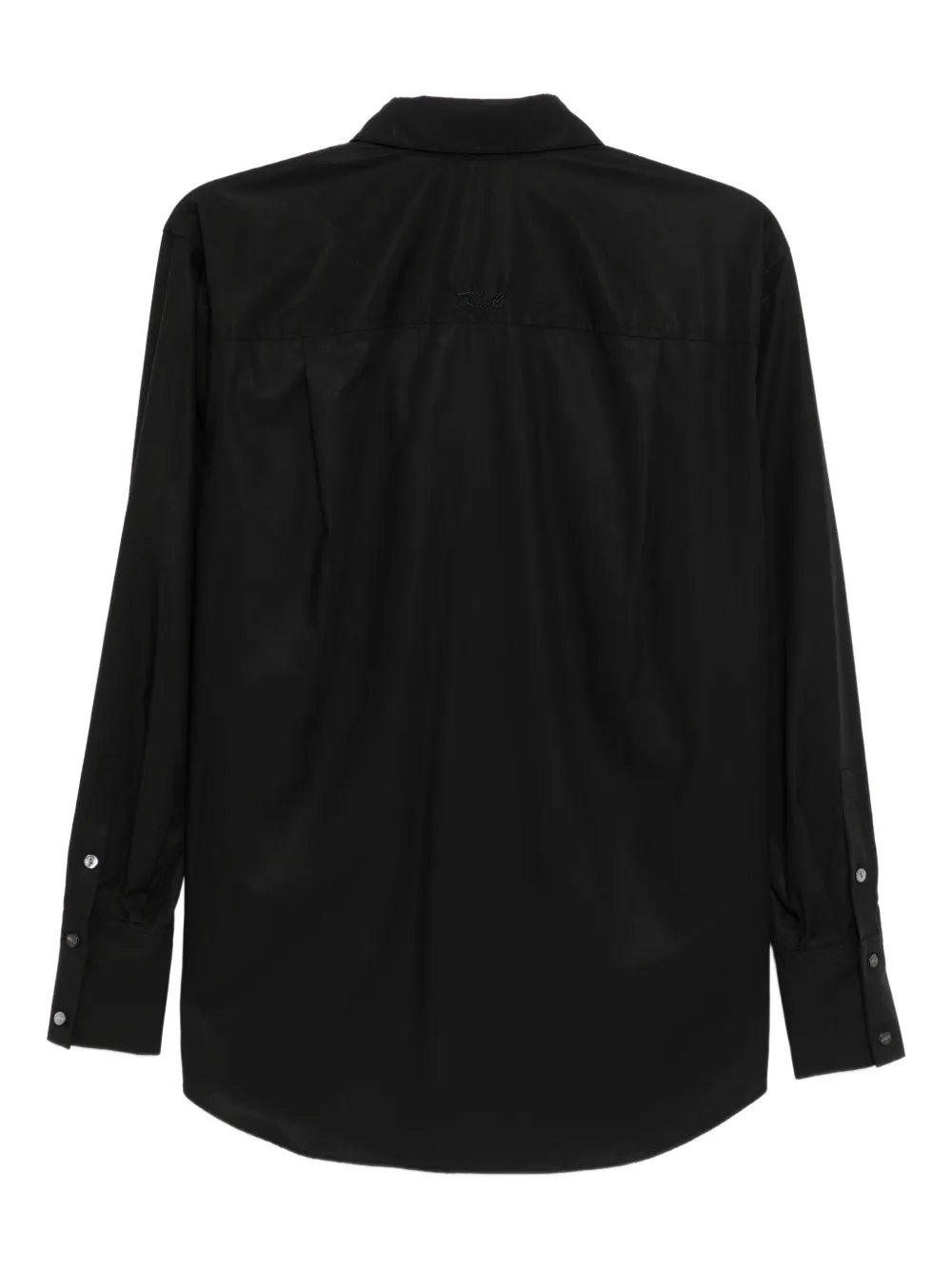 Karl Lagerfeld signature-embroidered poplin shirt - Zwart
