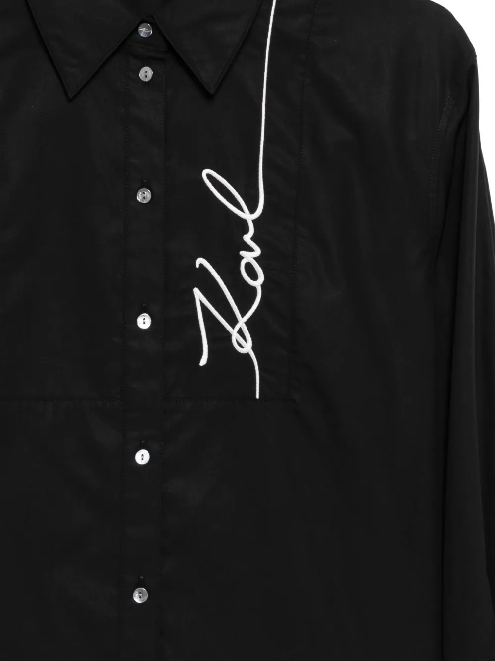 Karl Lagerfeld Signature-embroidered Poplin Shirt In Black