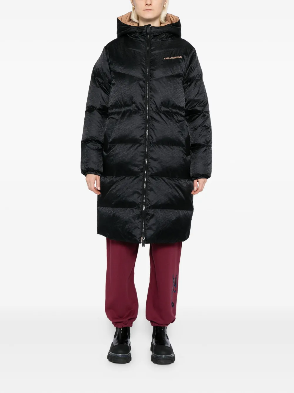 Karl Lagerfeld logo-embroidered reversible coat | Single Breasted Coats | Image 2