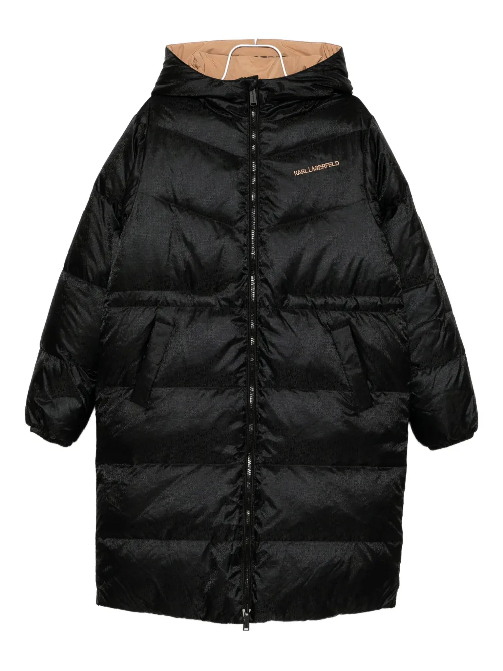 Karl Lagerfeld logo-embroidered reversible coat - Nero